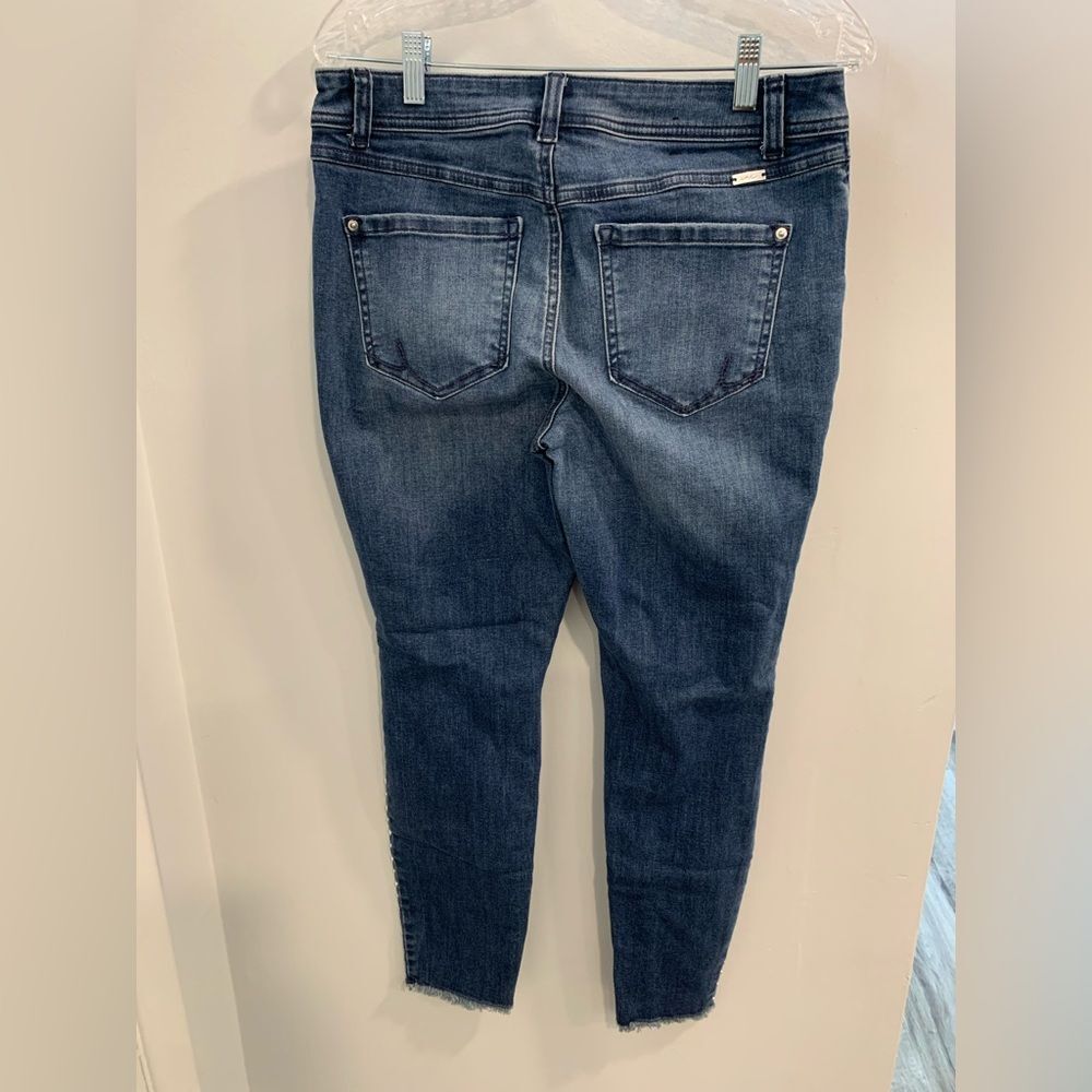 INC International Concepts Blue Skinny Jeans with Distressed Studded Details - Picture 3 of 14
